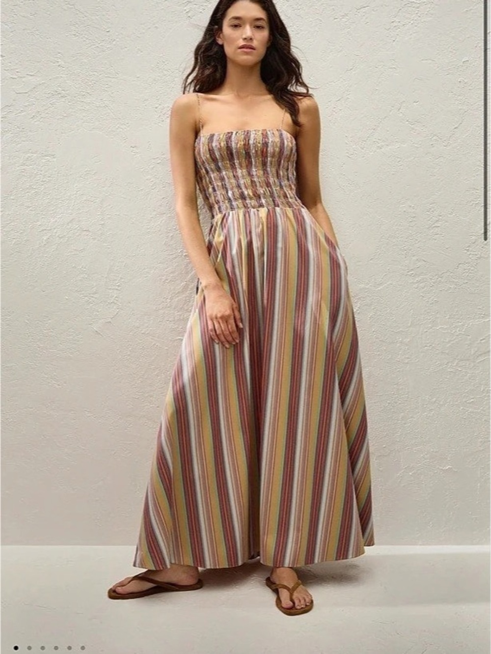 Faithfull the Brand Anniken Maxi Dress Agua Stripe Mustard